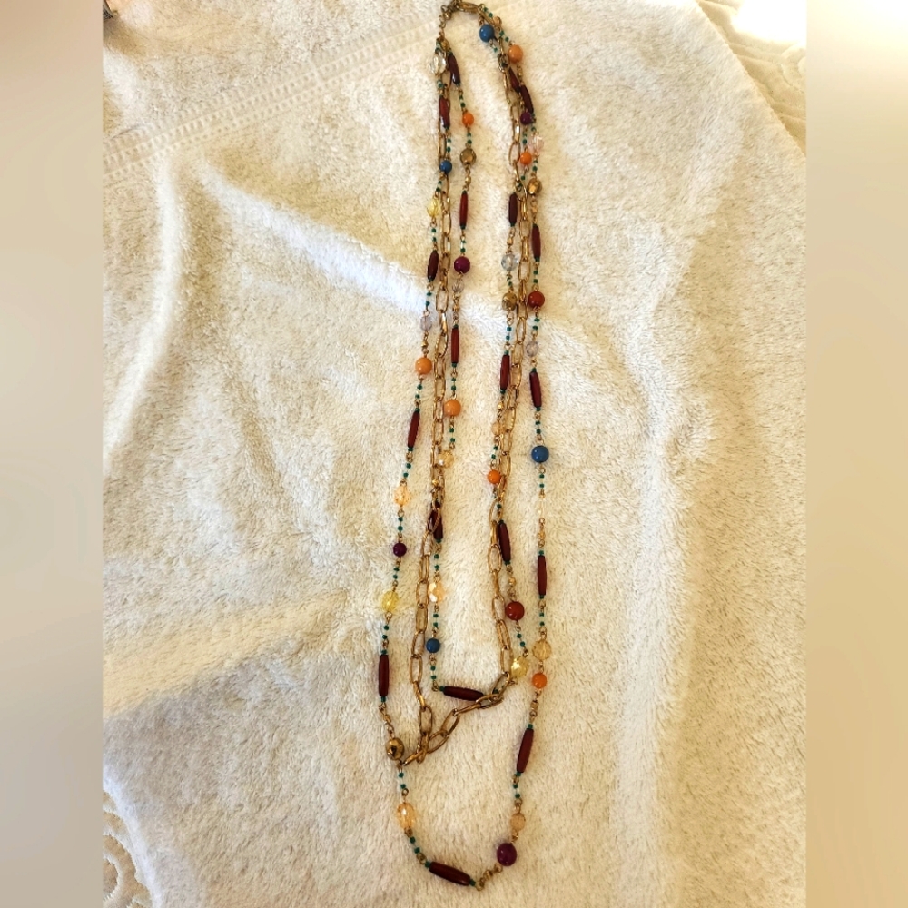 Multicolor 3 Strand Beaded Necklace